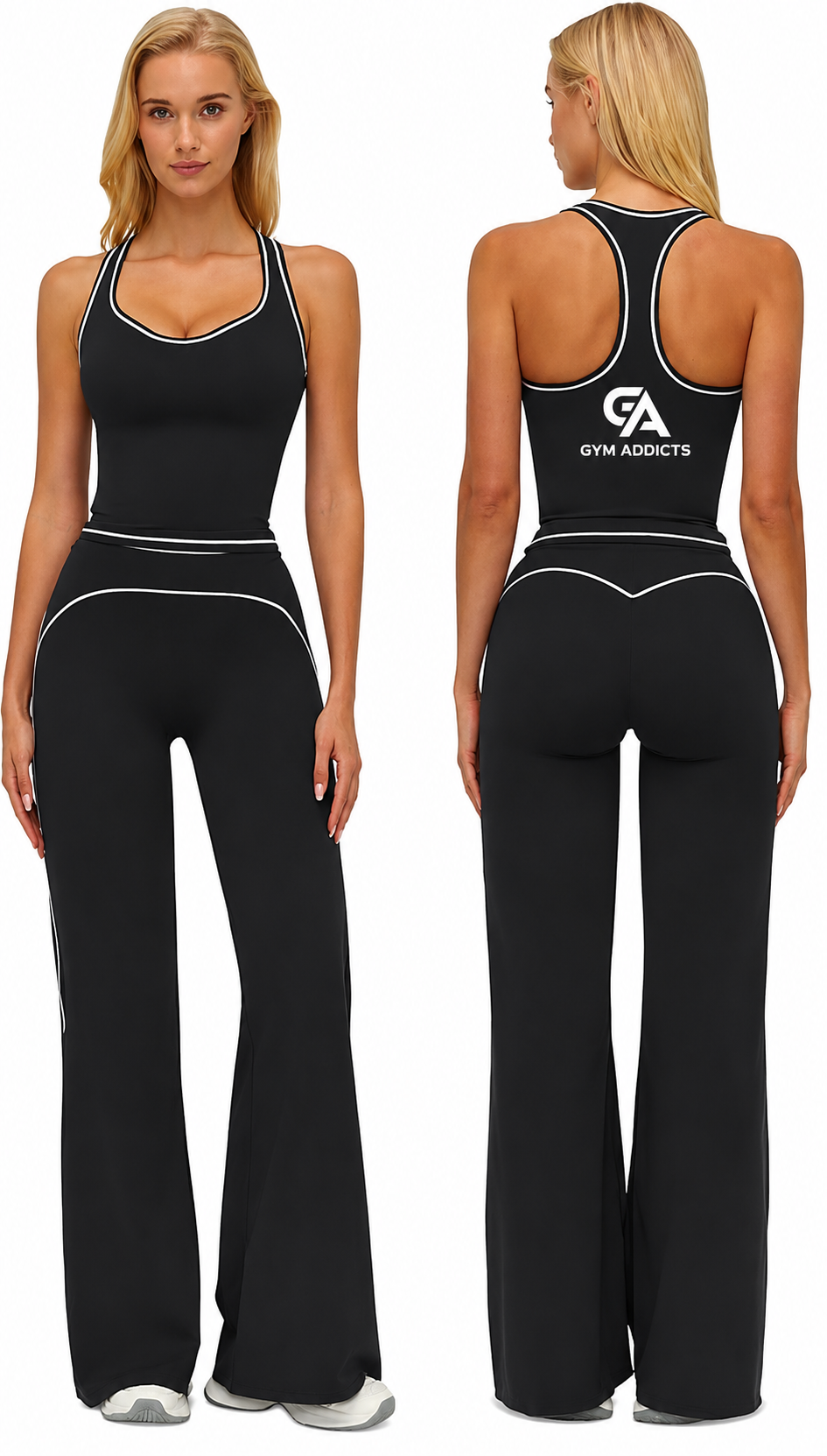 Women Racerback Tank Top Matching High Waist Wide Leg Yoga Pants