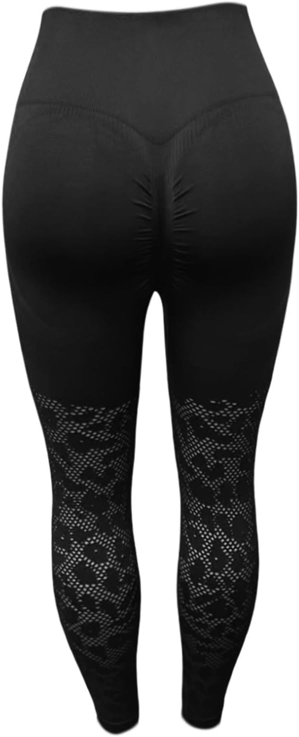 lace Leggings Tummy Control Butt Lifting High Waisted No Front Seam Workout Pants