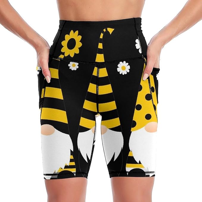 High Waist Biker Shorts Comfortable Athletic Gym Yoga Shorts with Side Pockets