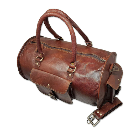 18" Leather Duffle Bag for Men Women Sports Gym