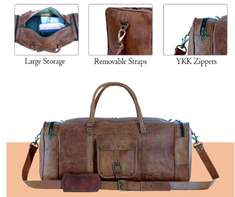 21 Inch Vintage Leather Duffel Travel Gym Sports bag