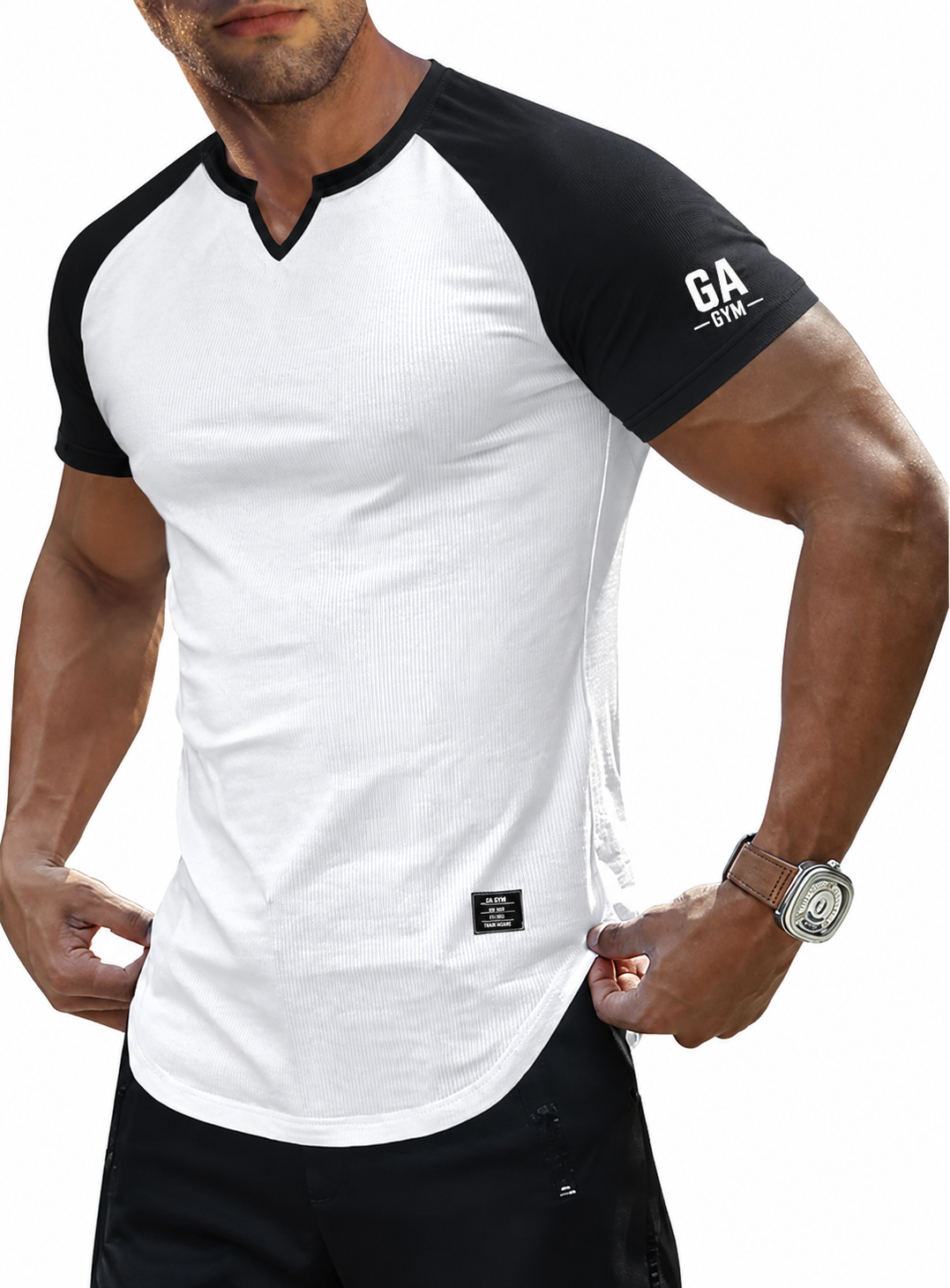 Mens Muscle Slim T Shirts Texture V Neck