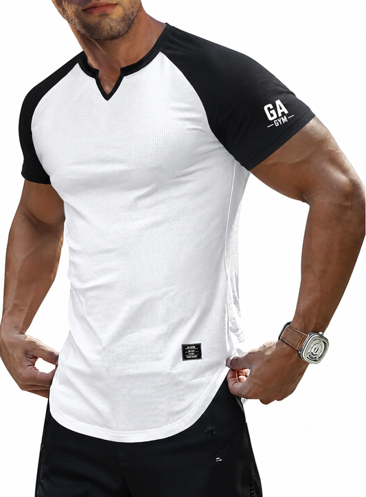 Mens Muscle Slim T Shirts Texture V Neck