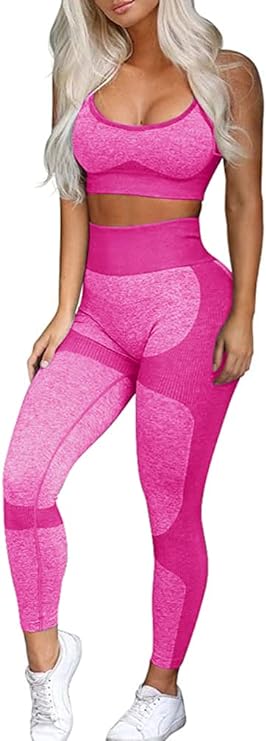 Seamless Yoga Leggings and Cross-Strap Sports Bra