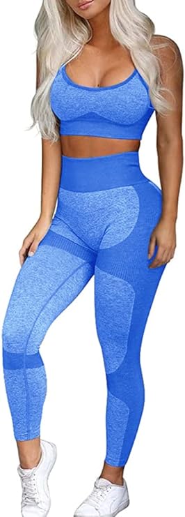 Seamless Yoga Leggings and Cross-Strap Sports Bra