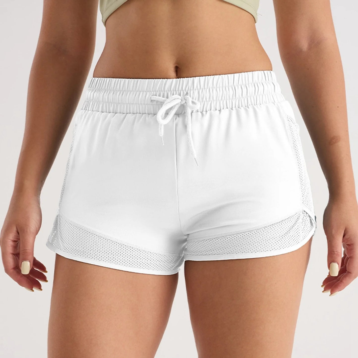 Women Lightweight Mesh Pocket Yoga Running Shorts