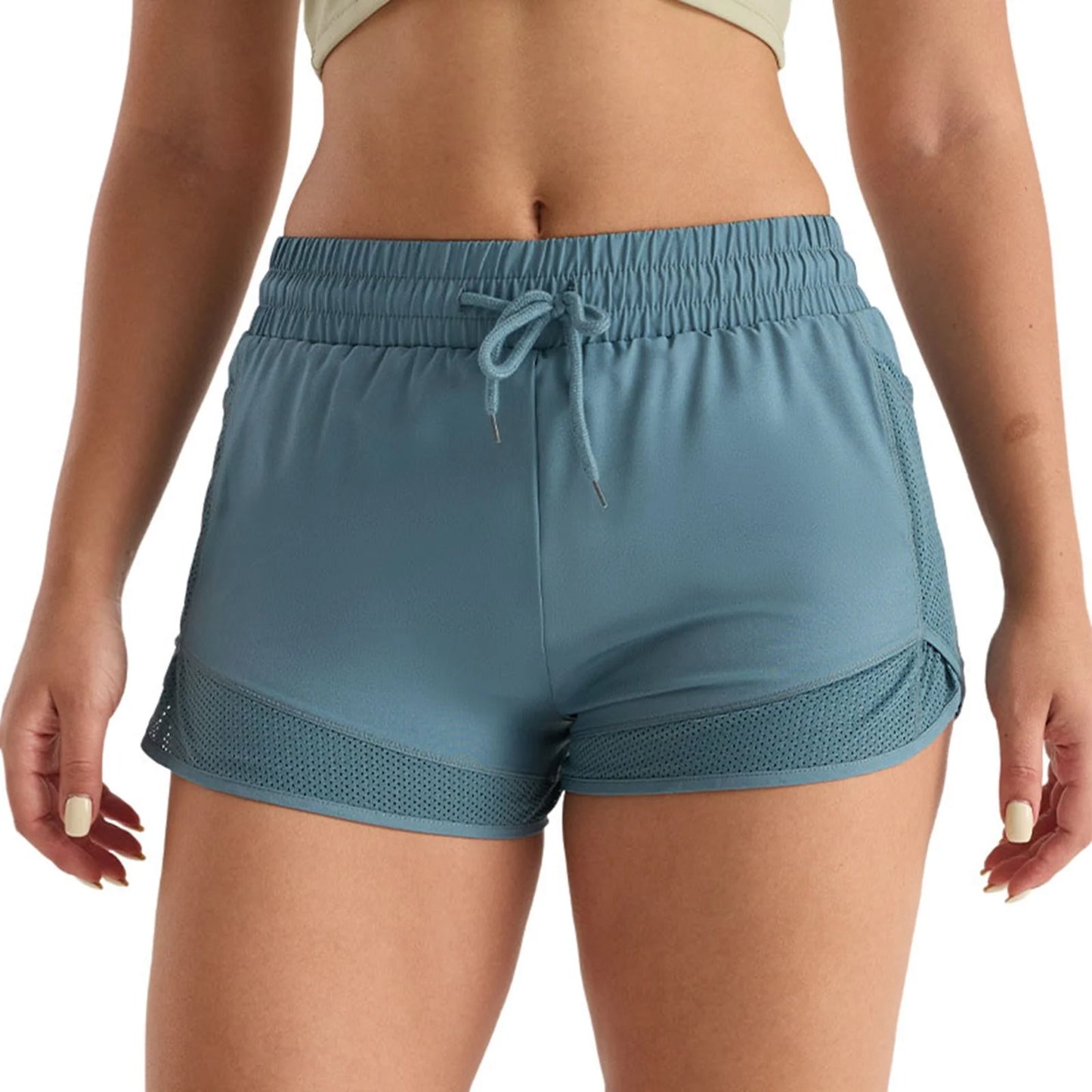 Women Lightweight Mesh Pocket Yoga Running Shorts
