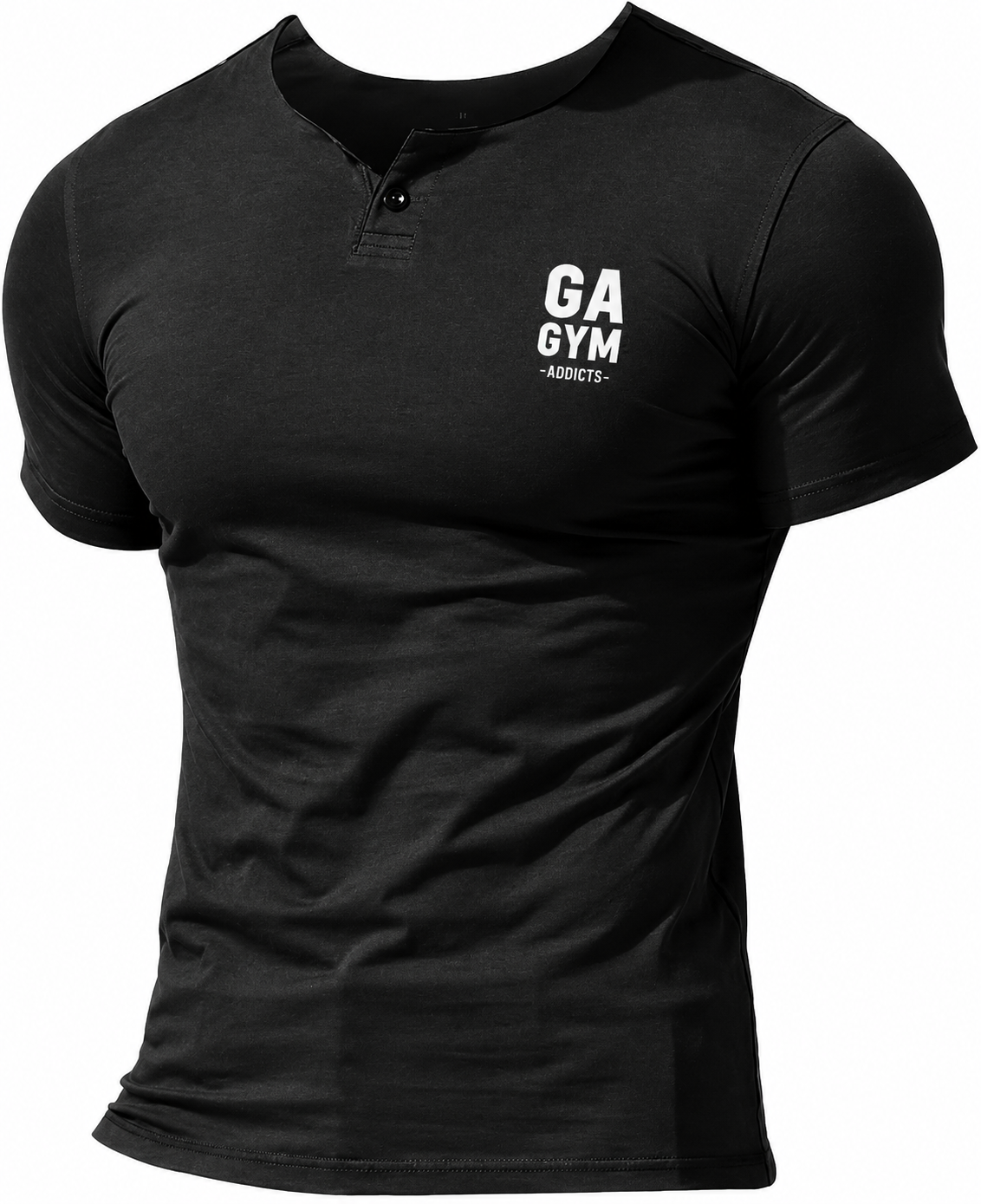 T-Shirt Single Button Placket Plain v Neck Shirts