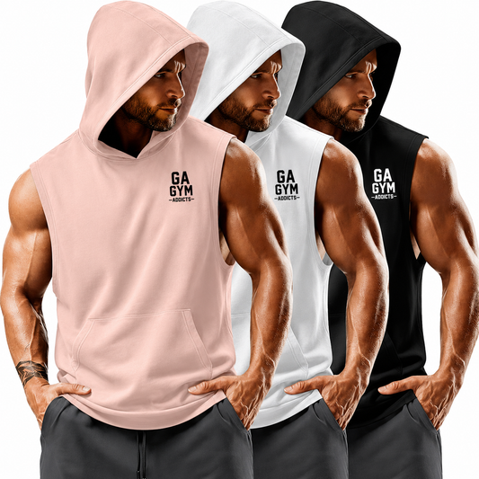 3 Pack Men's Big & Tall Workout Hooded Tank Tops