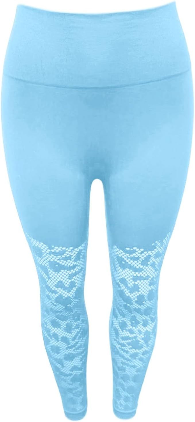 lace Leggings Tummy Control Butt Lifting High Waisted No Front Seam Workout Pants