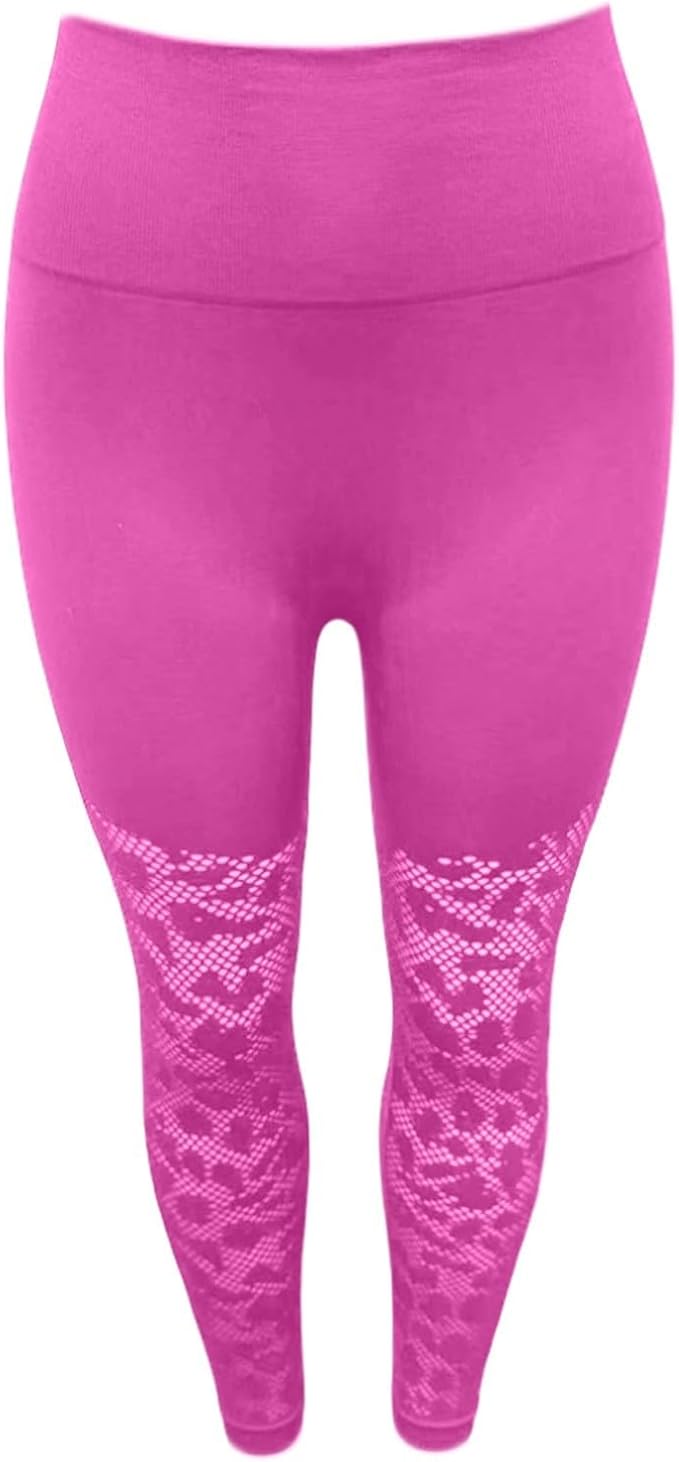 lace Leggings Tummy Control Butt Lifting High Waisted No Front Seam Workout Pants