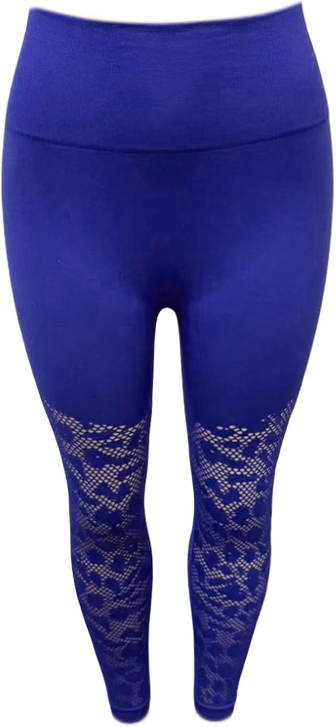 lace Leggings Tummy Control Butt Lifting High Waisted No Front Seam Workout Pants
