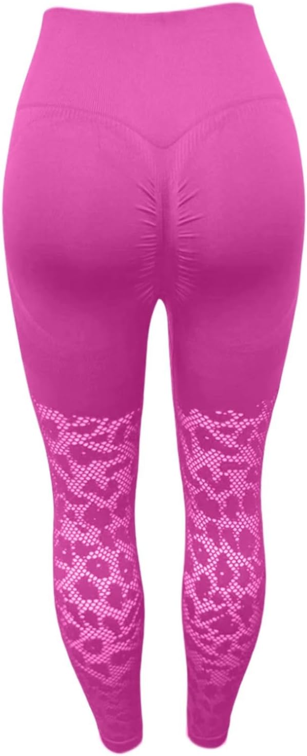 lace Leggings Tummy Control Butt Lifting High Waisted No Front Seam Workout Pants