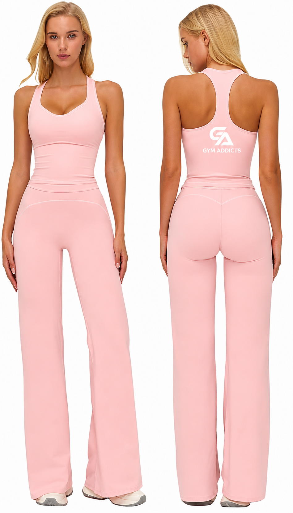 Women Racerback Tank Top Matching High Waist Wide Leg Yoga Pants