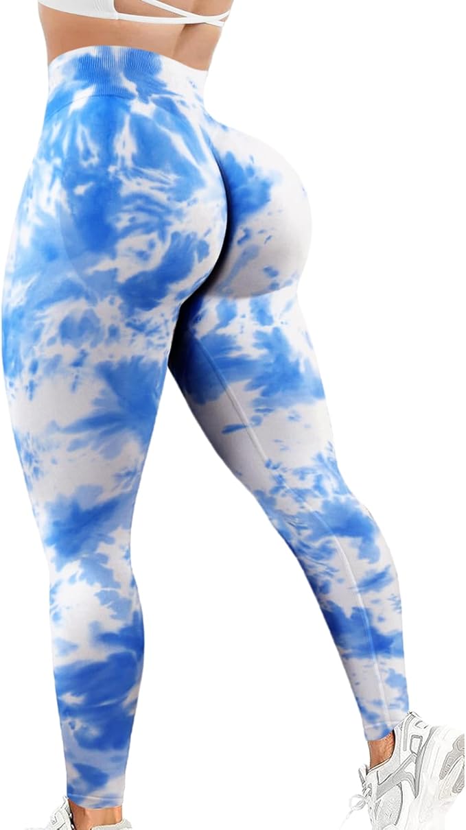 Tie Dye Scrunch Butt Lifting Leggings for Women Booty Sculpting Workout Tight High Waist Tummy