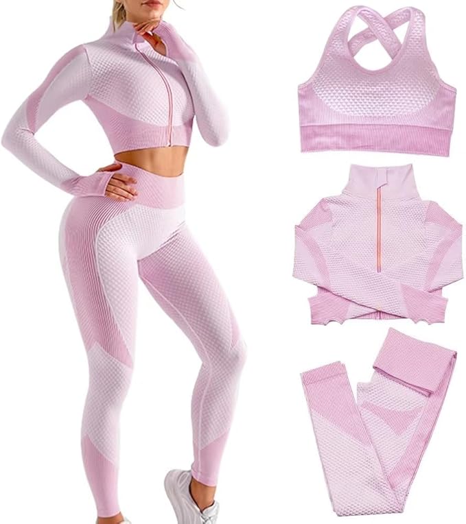 Women's 3pcs Seamless Workout Outfits