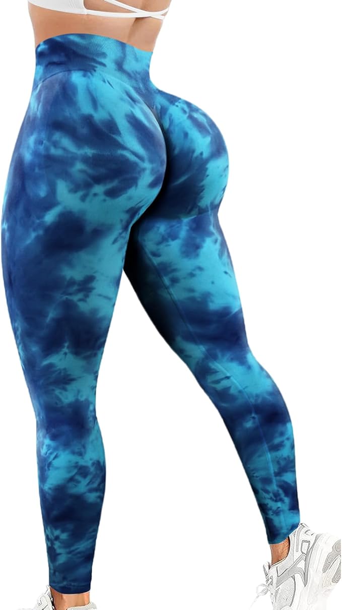 Tie Dye Scrunch Butt Lifting Leggings for Women Booty Sculpting Workout Tight High Waist Tummy