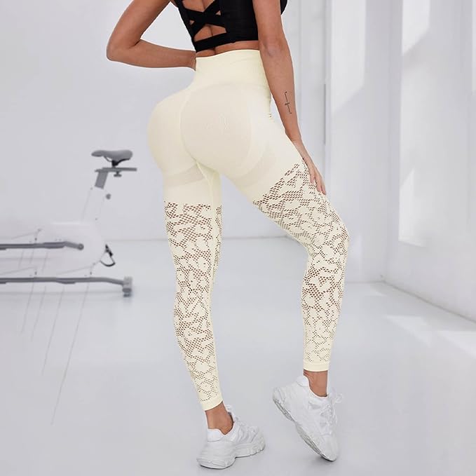 lace Leggings Tummy Control Butt Lifting High Waisted No Front Seam Workout Pants