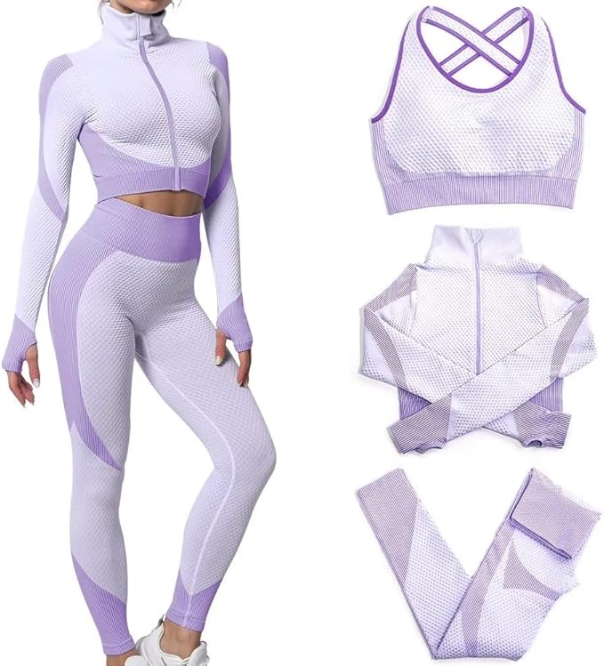 Women's 3pcs Seamless Workout Outfits
