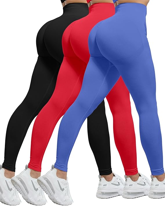 3 Leggings Set for Women, Gym Scrunch Butt