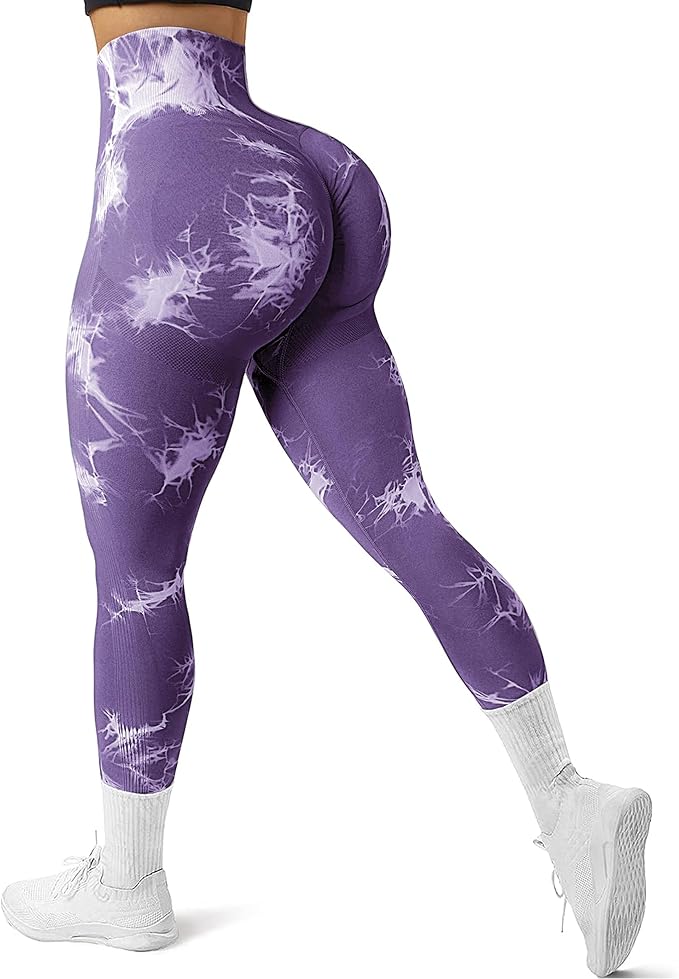 Tie Dye Scrunch Butt Lifting Leggings for Women Booty Sculpting Workout Tight High Waist Tummy