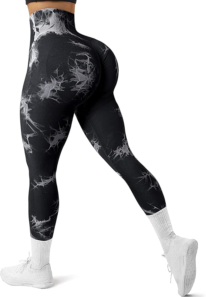 Tie Dye Scrunch Butt Lifting Leggings for Women Booty Sculpting Workout Tight High Waist Tummy