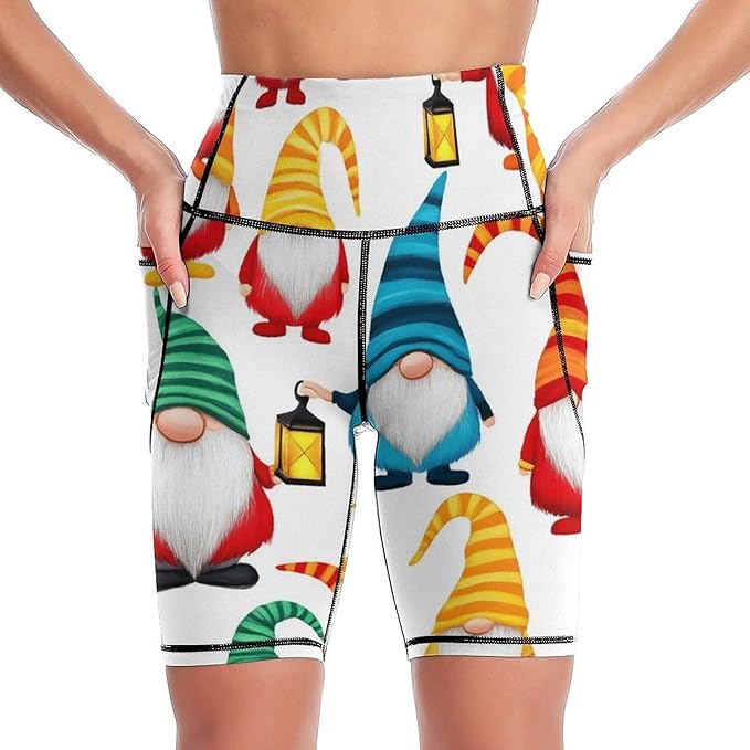 High Waist Biker Shorts Comfortable Athletic Gym Yoga Shorts with Side Pockets
