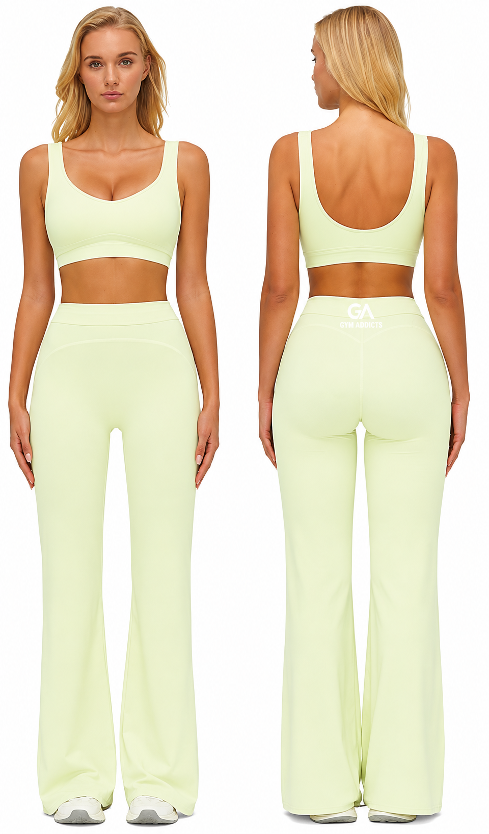 Women Racerback short Top Matching High Waist Wide Leg Yoga Pants