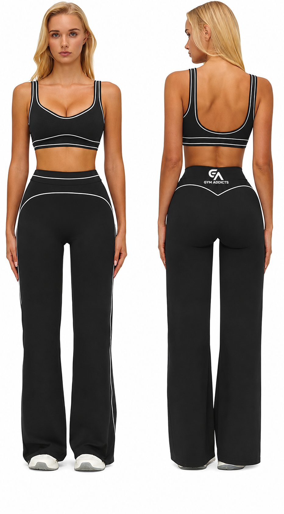 Women Racerback short Top Matching High Waist Wide Leg Yoga Pants