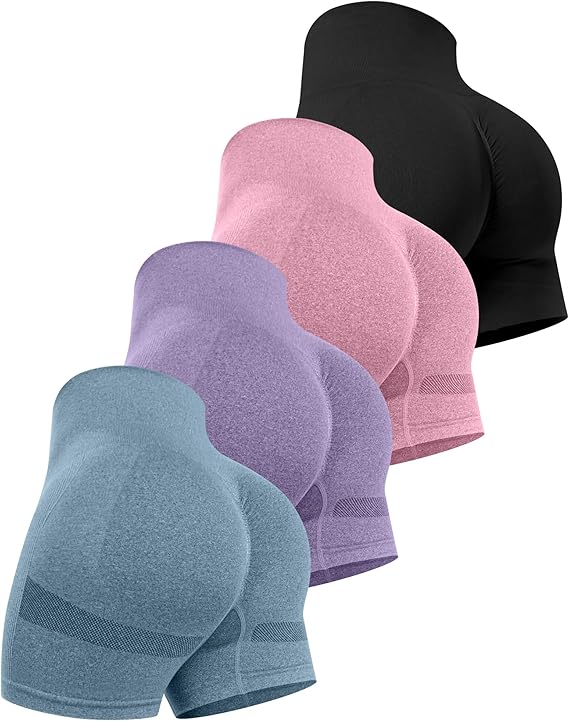 Gym Addict's Workout Shorts Sets for Women, High Waisted Gym Butt Lifting Scrunch Butt Seamless Shorts