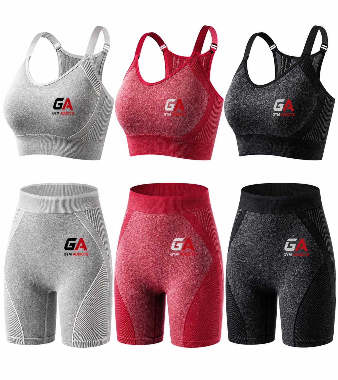 Seamless High Waisted Biker Shorts Stretch Sports Bra Yoga