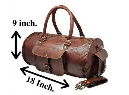 18" Leather Duffle Bag  for Men Women Sports Gym
