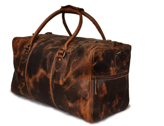 20" Leather Duffle Bag Vintage Gear for Men Women Sports Gym Bag