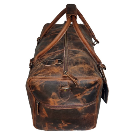 20" Leather Duffle Bag Vintage Gear for Men Women Sports Gym Bag