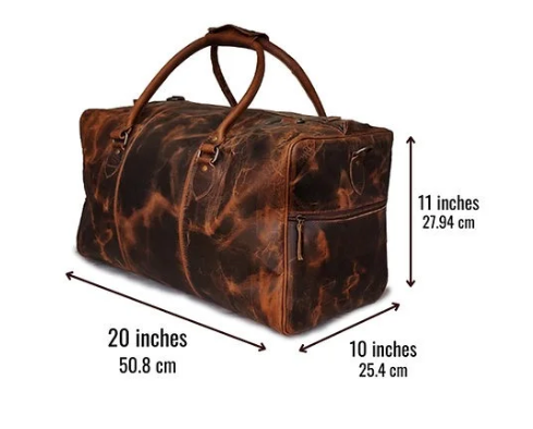 20" Leather Duffle Bag Vintage Gear for Men Women Sports Gym Bag