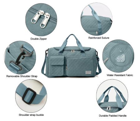 Gym Bag with Wet Pocket/Adjustable Strap/Shoe Compartment,