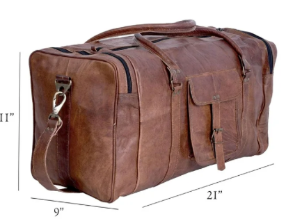 21 Inch Vintage Leather Duffel Travel Gym Sports bag