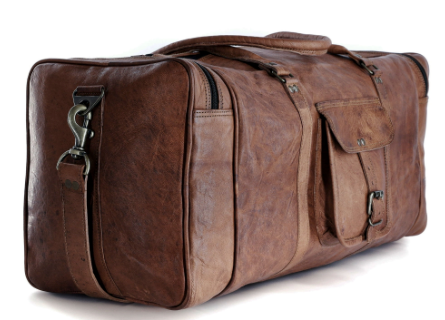 Leather duffel bag large 24 Inch Square Duffel Travel Gym Sports  Leather Bag