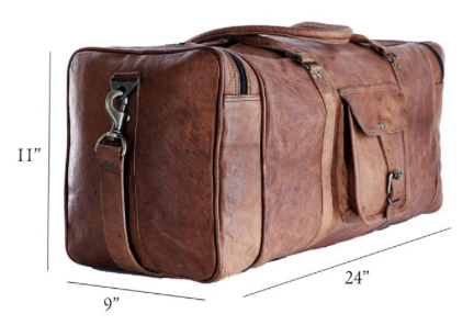 Leather duffel bag large 24 Inch Square Duffel Travel Gym Sports  Leather Bag