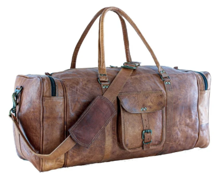 Leather duffel bag large 24 Inch Square Duffel Travel Gym Sports  Leather Bag