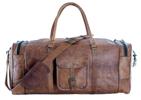 Leather duffel bag large 24 Inch Square Duffel Travel Gym Sports  Leather Bag