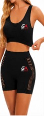 Hollow Crop Top Top and High Waisted Biker Short set