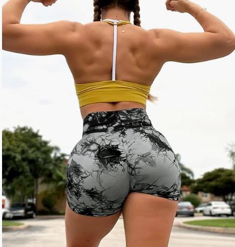 Women High Waist Workout Yoga Gym Smile Contour Seamless Cycling Shorts