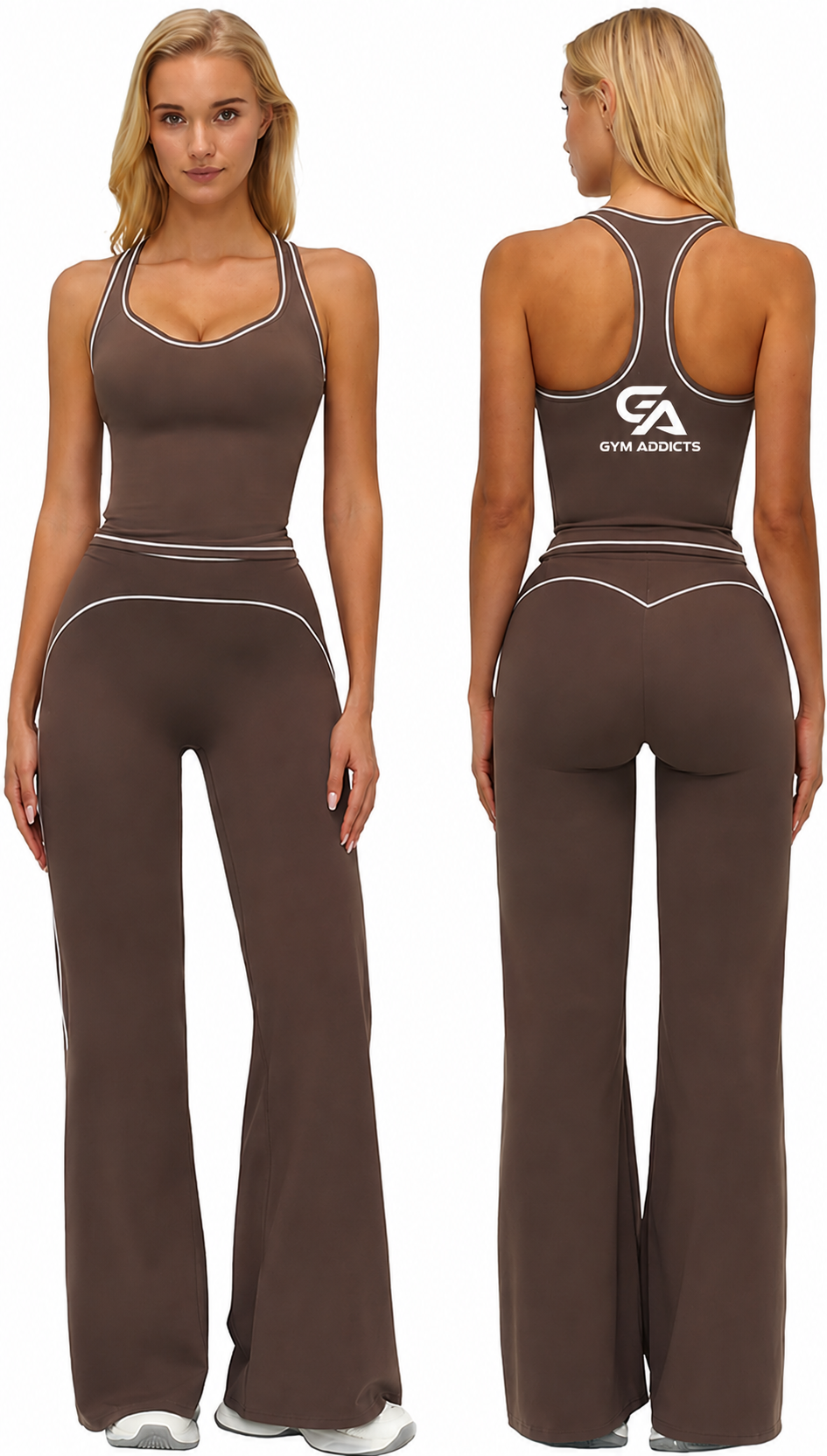 Women Racerback Tank Top Matching High Waist Wide Leg Yoga Pants