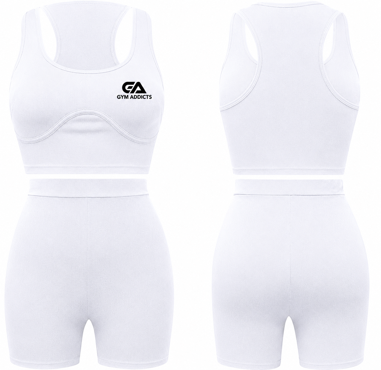 Women 2 Piece Plus Size Seamless Ribbed Crop Tank Top and High Waist Biker Shorts Yoga Outfits