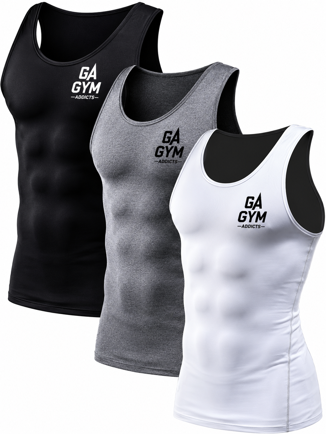 Men's 3 Pack Athletic Compression Under Base Layer Sport Tank Top