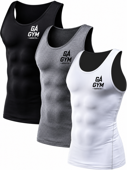 Men's 3 Pack Athletic Compression Under Base Layer Sport Tank Top