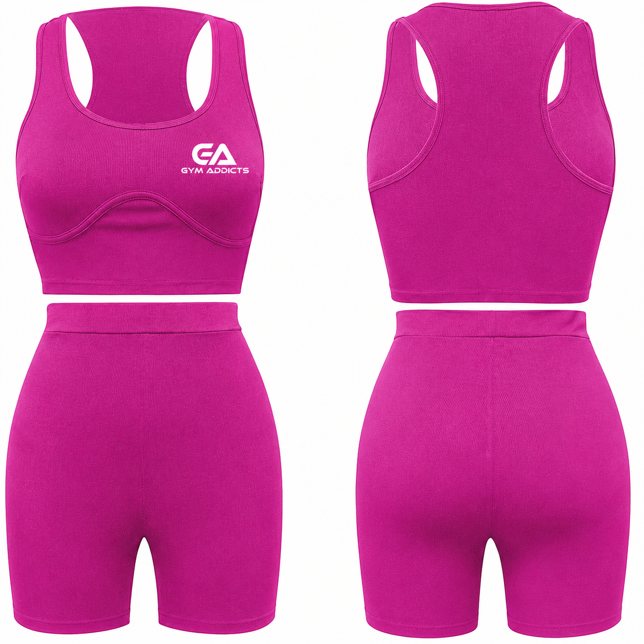 Women 2 Piece Plus Size Seamless Ribbed Crop Tank Top and High Waist Biker Shorts Yoga Outfits